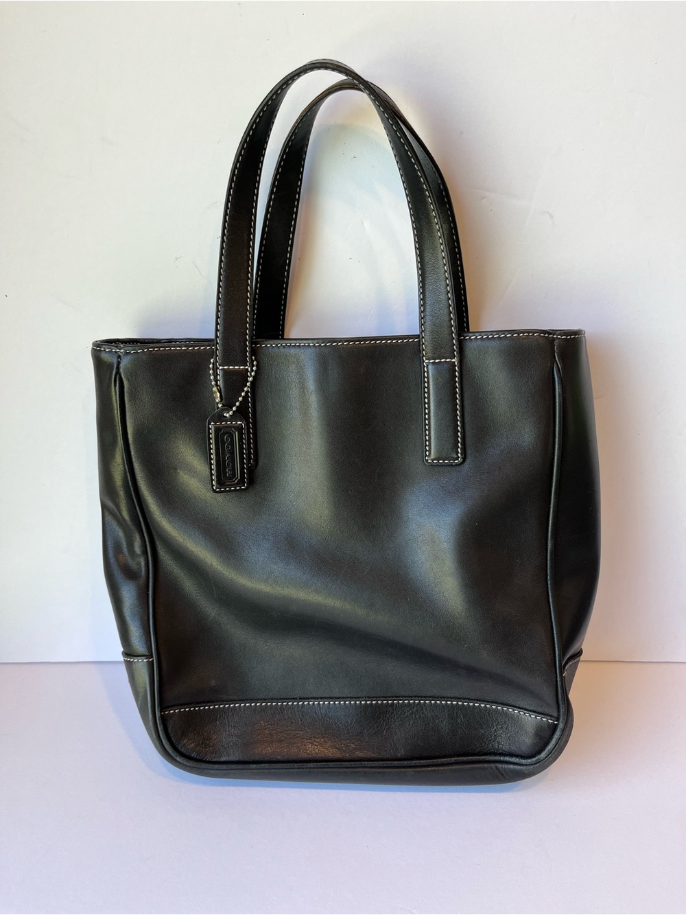 Vintage Coach Black Leather Tote Bag